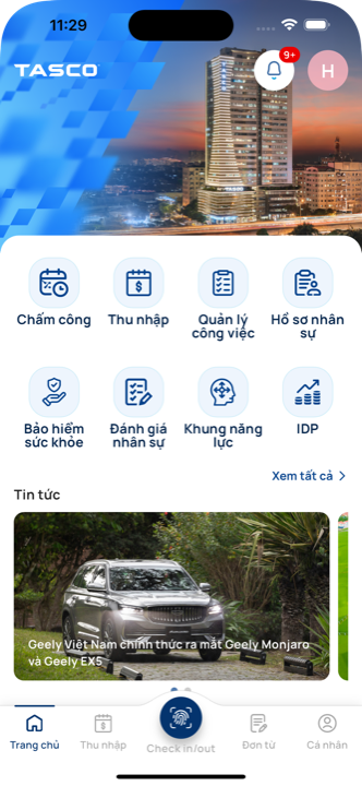 Màn hình chính của ứng dụng My Tasco trên điện thoại